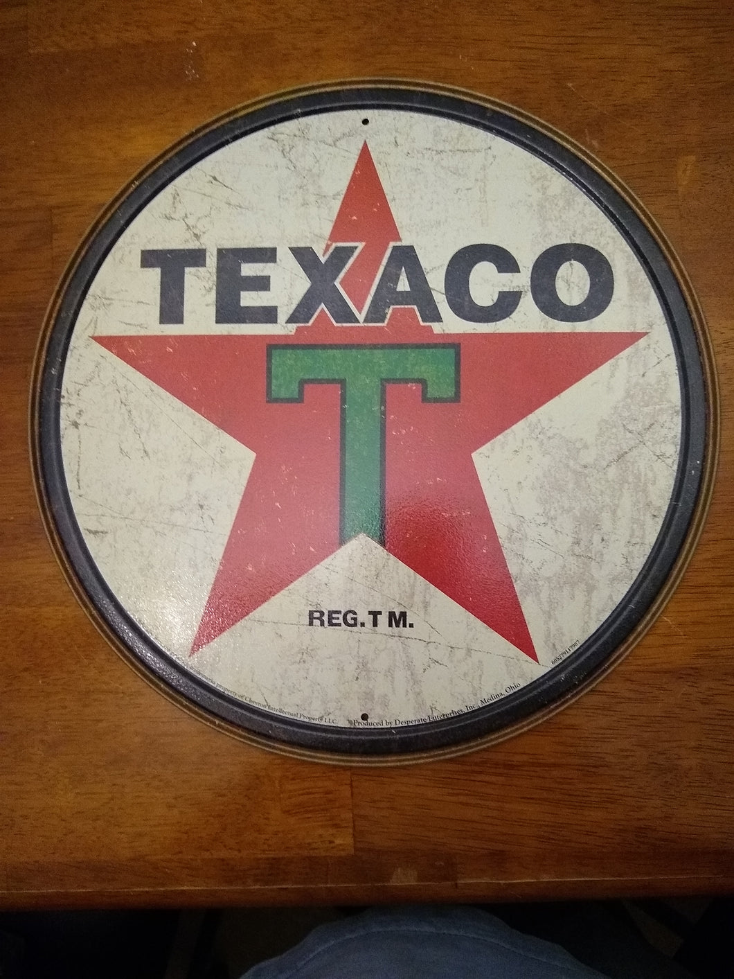 Texaco '36 The Texas Company Gas Oil Round Sign