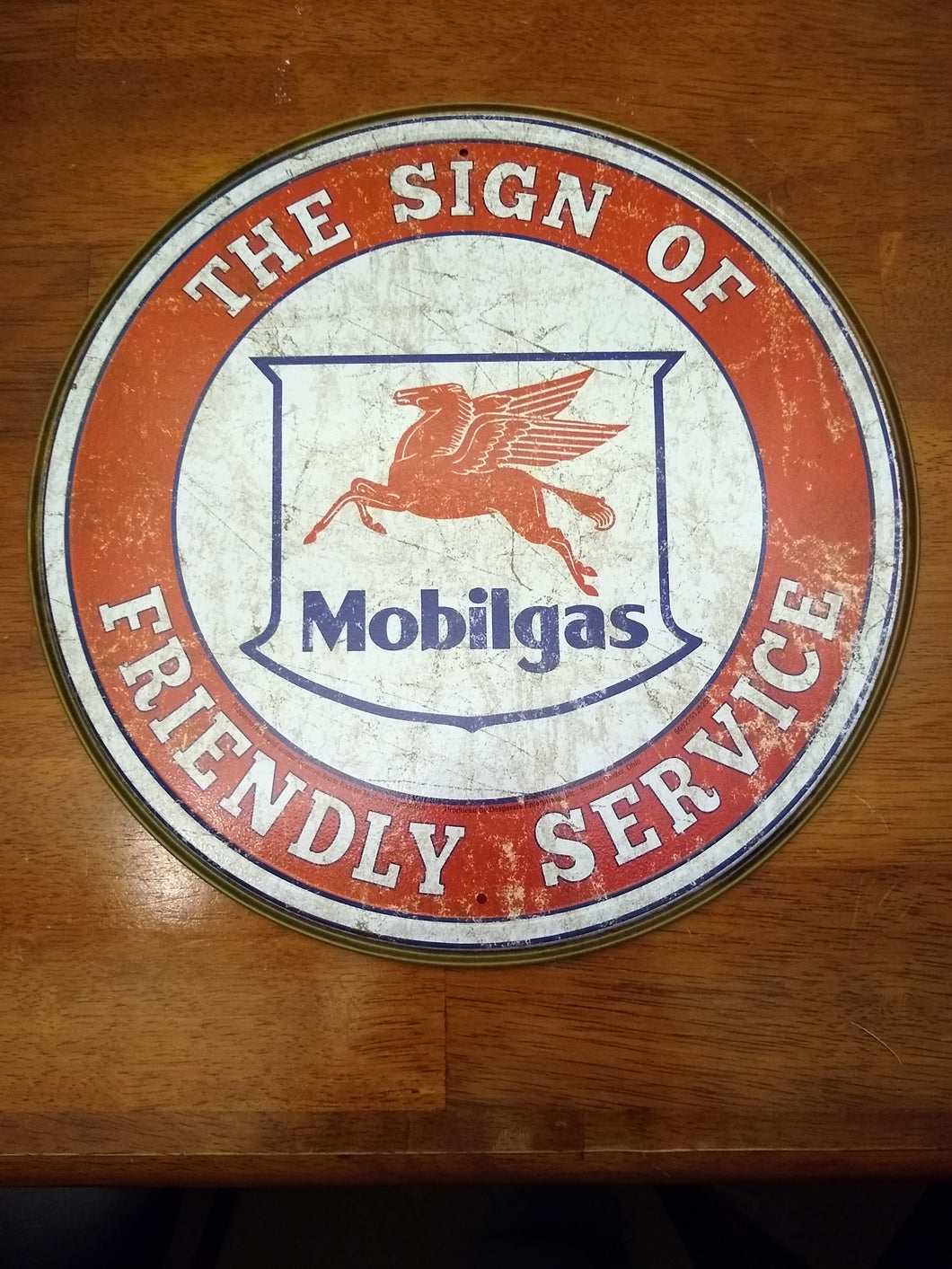 Mobil Friendly Service Gas Sign