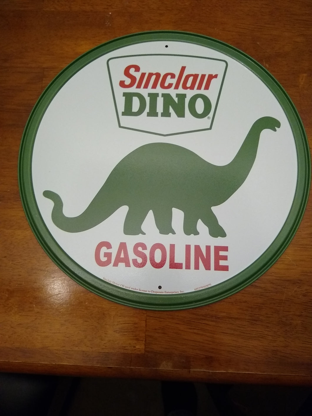 Sinclair Dino Gasoline Round Tin Sign