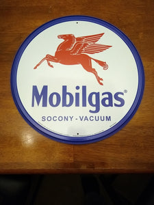 Mobilgas Pegasus Socony Vacuum Round Tin Sign