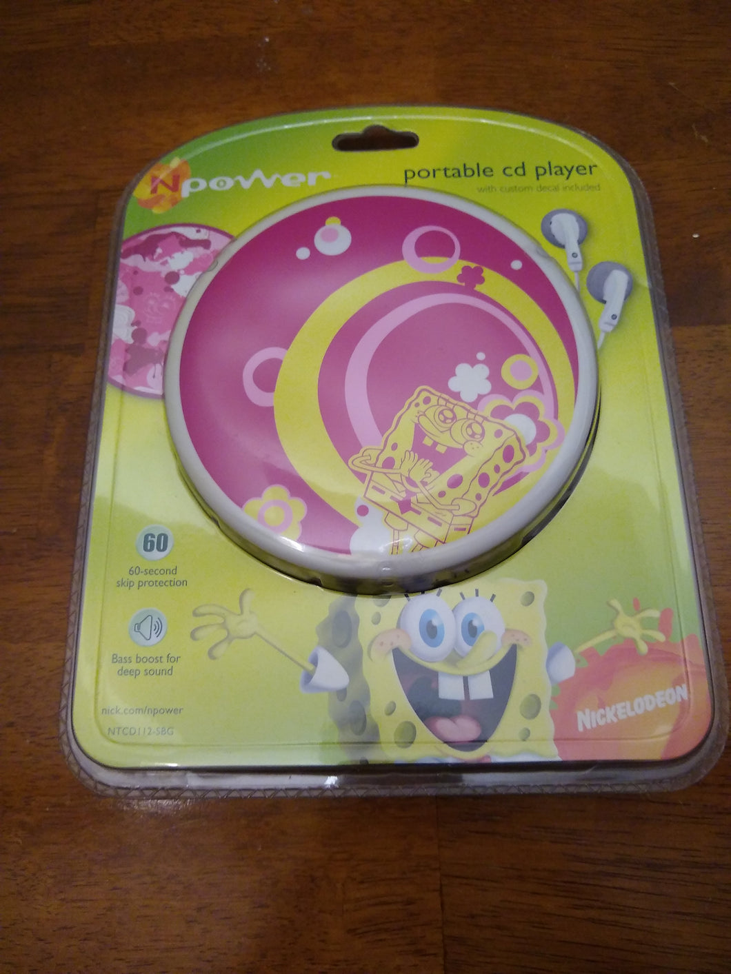 NPOWER Nickelodeon Sponge Bob Portable CD Player Kids Gift Music Travel
